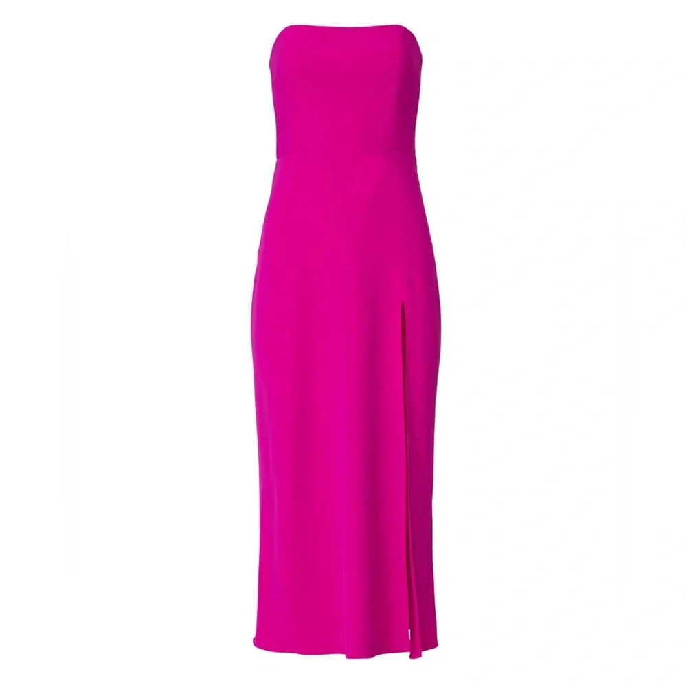 NEW AMANDA UPRICHARD Mandy Strapless Midi Dress, Hot Pink, Medium